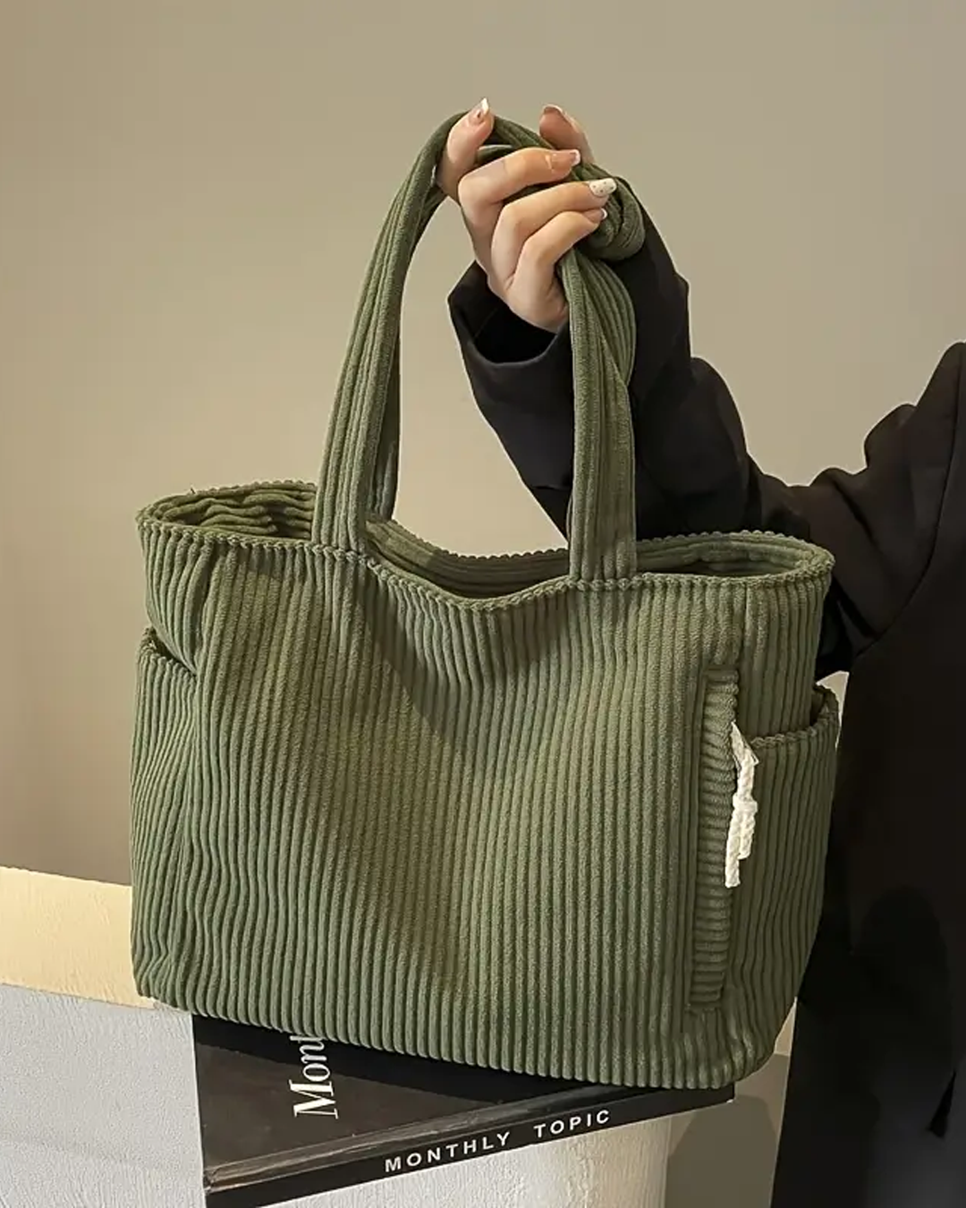 Maria ™ | Ribbed Handbag with Drawstring Detail