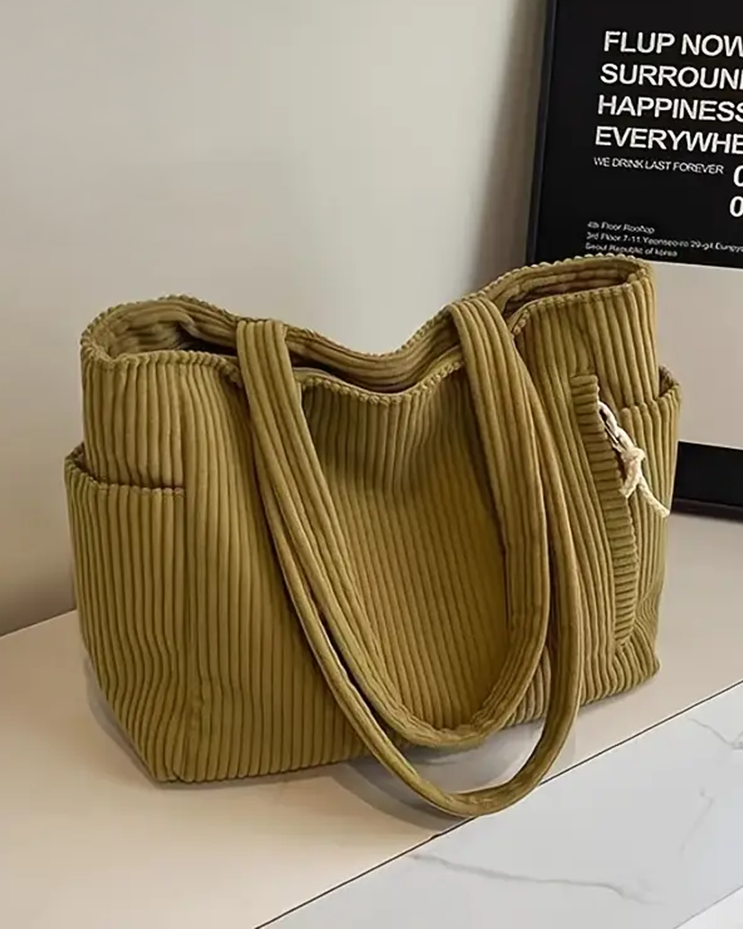 Maria ™ | Ribbed Handbag with Drawstring Detail
