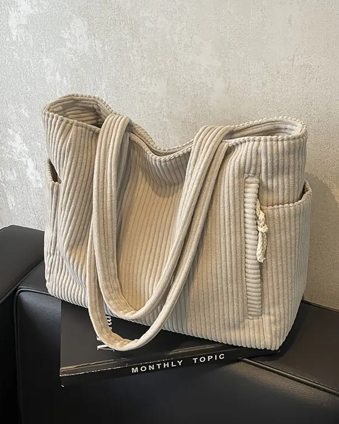 Maria ™ | Ribbed Handbag with Drawstring Detail