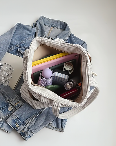 Maria ™ | Ribbed Handbag with Drawstring Detail