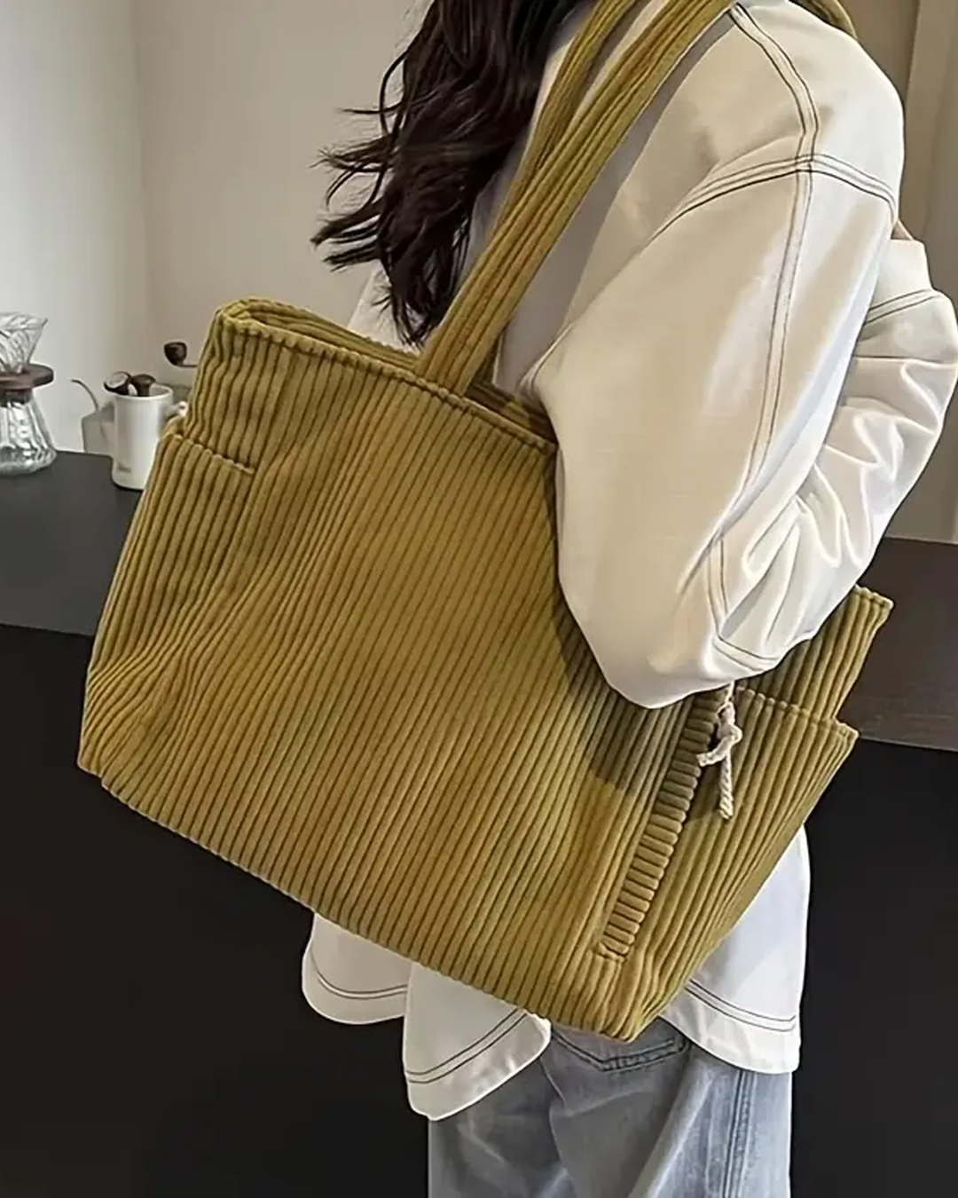 Maria ™ | Ribbed Handbag with Drawstring Detail