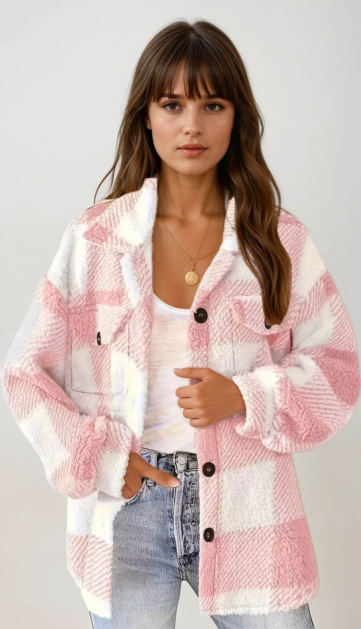 Hannah™ I Cozy Check Sherpa Jacket