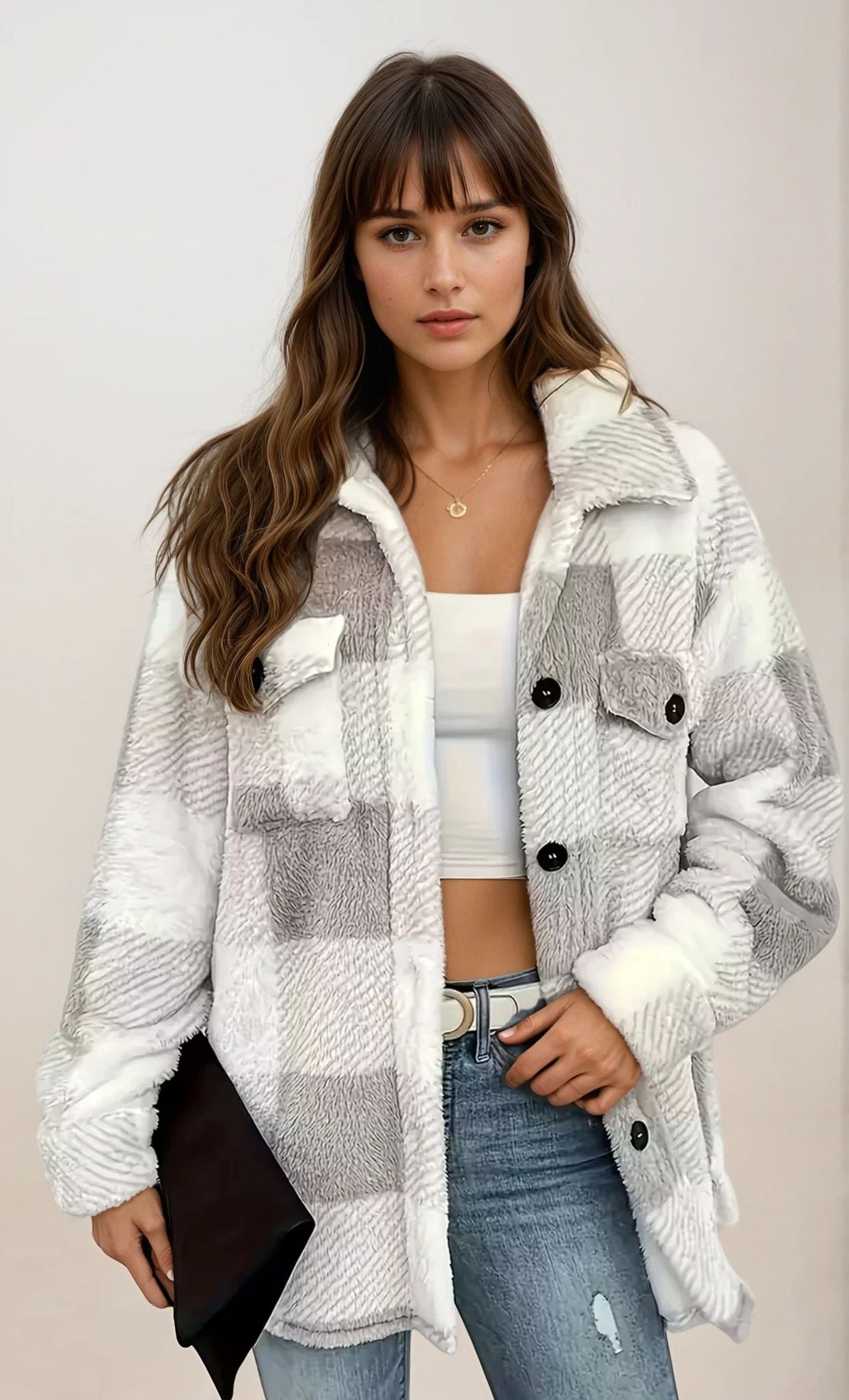 Hannah™ I Cozy Check Sherpa Jacket