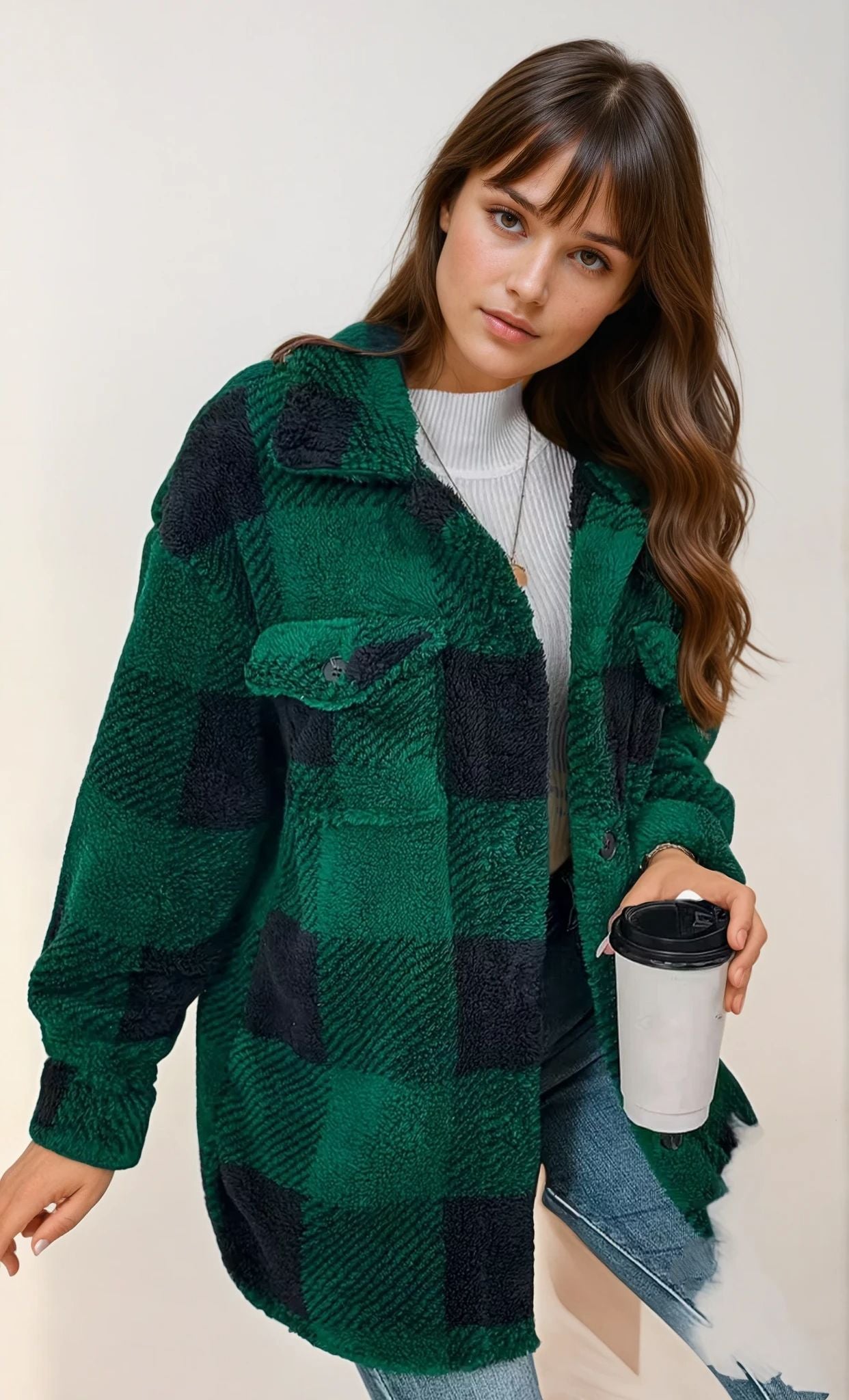 Hannah™ I Cozy Check Sherpa Jacket