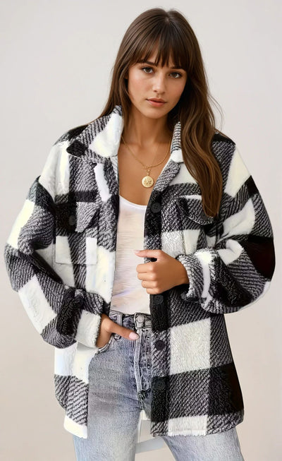Hannah™ I Cozy Check Sherpa Jacket