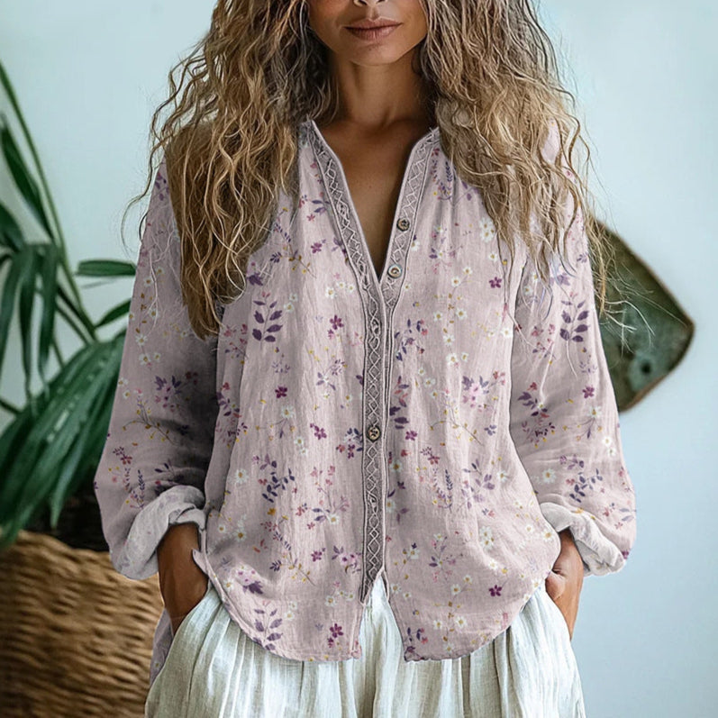 Ambre™ | Vintage shirt with leaf print