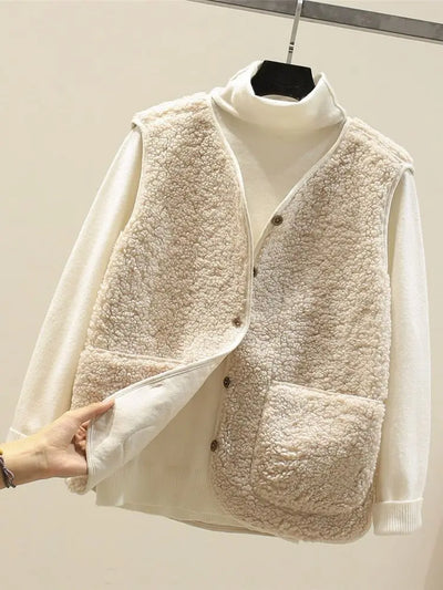 Korean New Vests 2025 Spring Autumn Vest Women Waistcoat Winter Warm Thick Fleece Vests Women Sleeveless Jacket Ladies Waistcoat