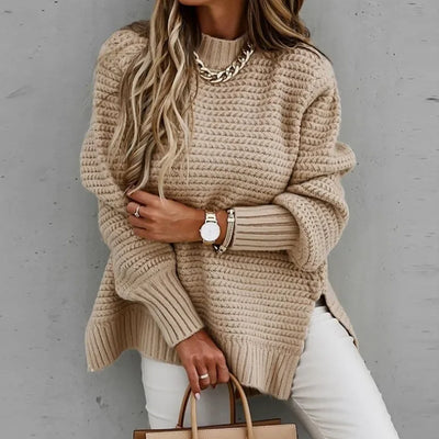Loose Long Sleeve Knitted Sweater Women's Crew Neck Pullover Spring Autumn New Style Comfortable Polyester Fiber Top