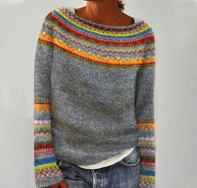 Lucia™ – Comfortable Sweater with Retro Wave Print