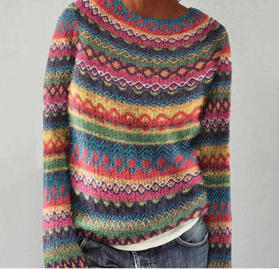 Lucia™ – Comfortable Sweater with Retro Wave Print