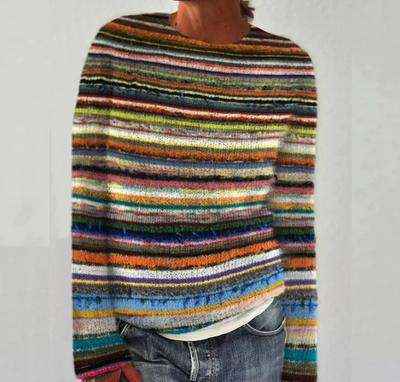 Lucia™ – Comfortable Sweater with Retro Wave Print