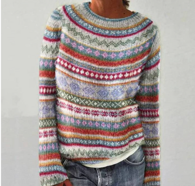 Lucia™ – Comfortable Sweater with Retro Wave Print