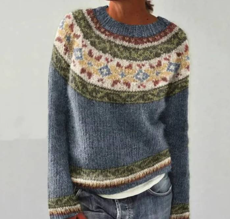 Lucia™ – Comfortable Sweater with Retro Wave Print