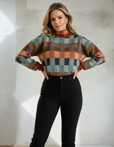 Sanne™ | Elegant Couture Patchwork Turtleneck