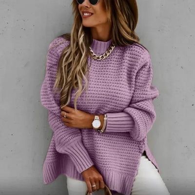 Loose Long Sleeve Knitted Sweater Women's Crew Neck Pullover Spring Autumn New Style Comfortable Polyester Fiber Top
